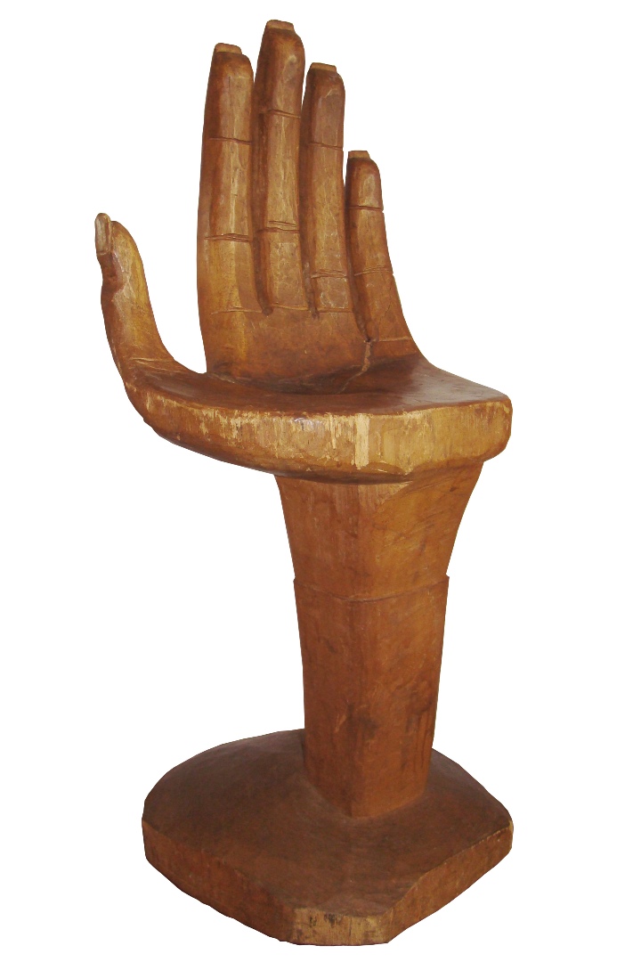Vintage Folk Art Child's Carved Wood Hand Chair Sculpture